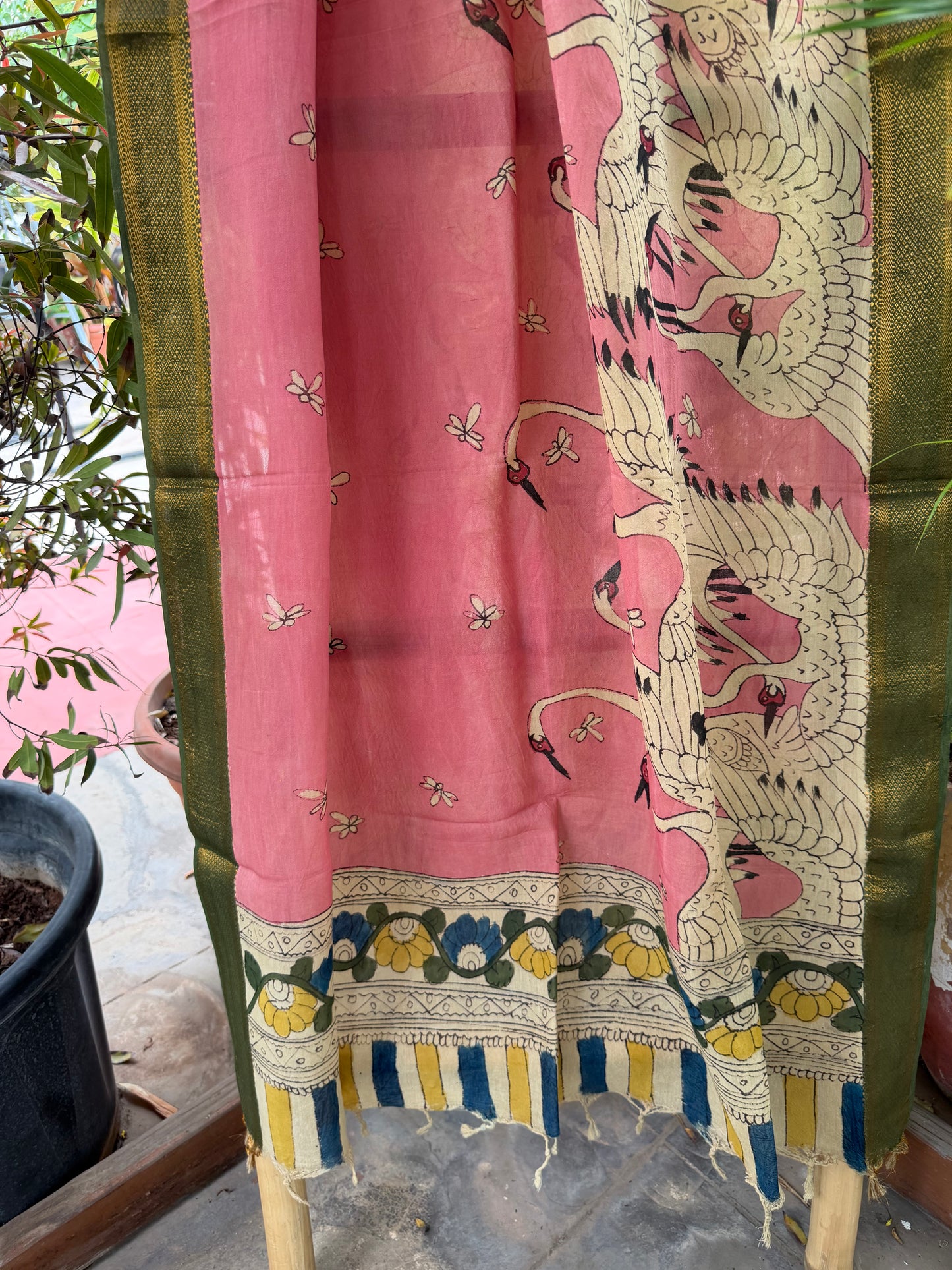 Bangalore silk penkalamkari dupatta