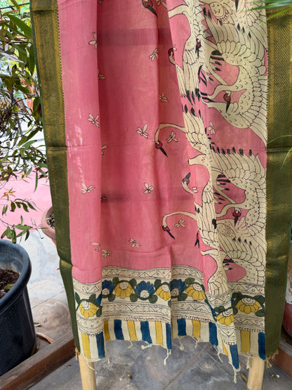 Bangalore silk penkalamkari dupatta