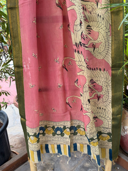 Bangalore silk penkalamkari dupatta