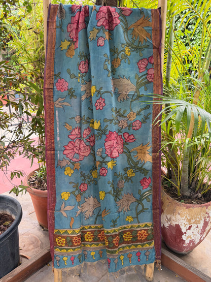 Bangalore silk penkalamkari dupatta