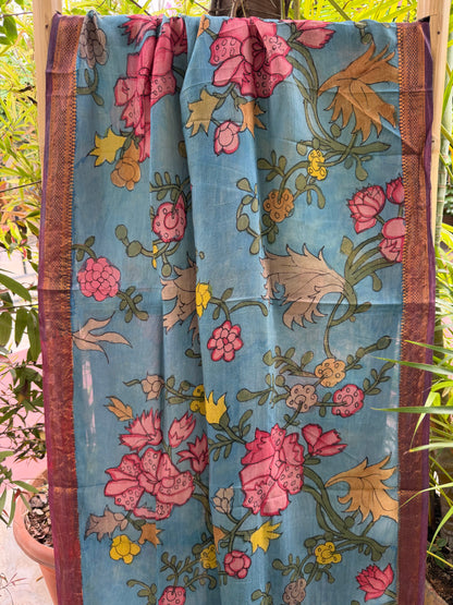 Bangalore silk penkalamkari dupatta