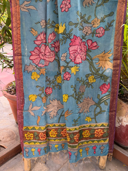 Bangalore silk penkalamkari dupatta