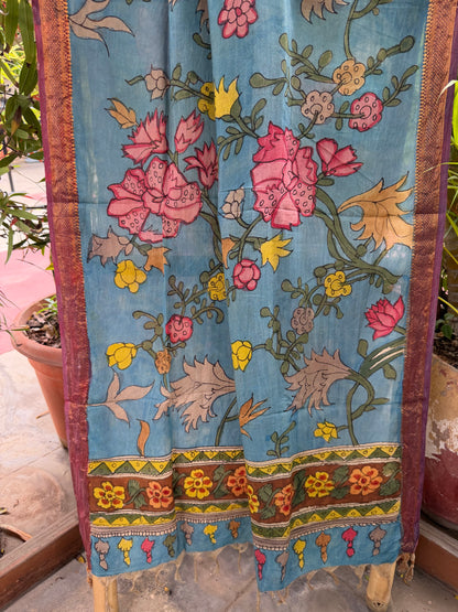 Bangalore silk penkalamkari dupatta
