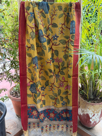 Bangalore silk penkalamkari dupatta