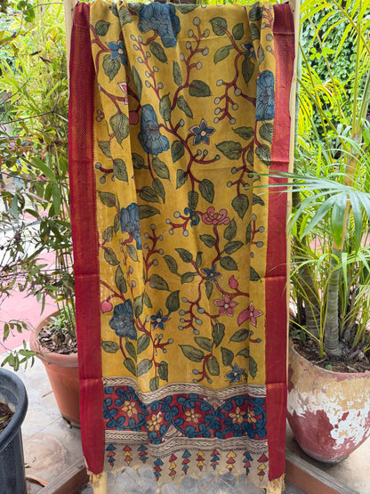 Bangalore silk penkalamkari dupatta