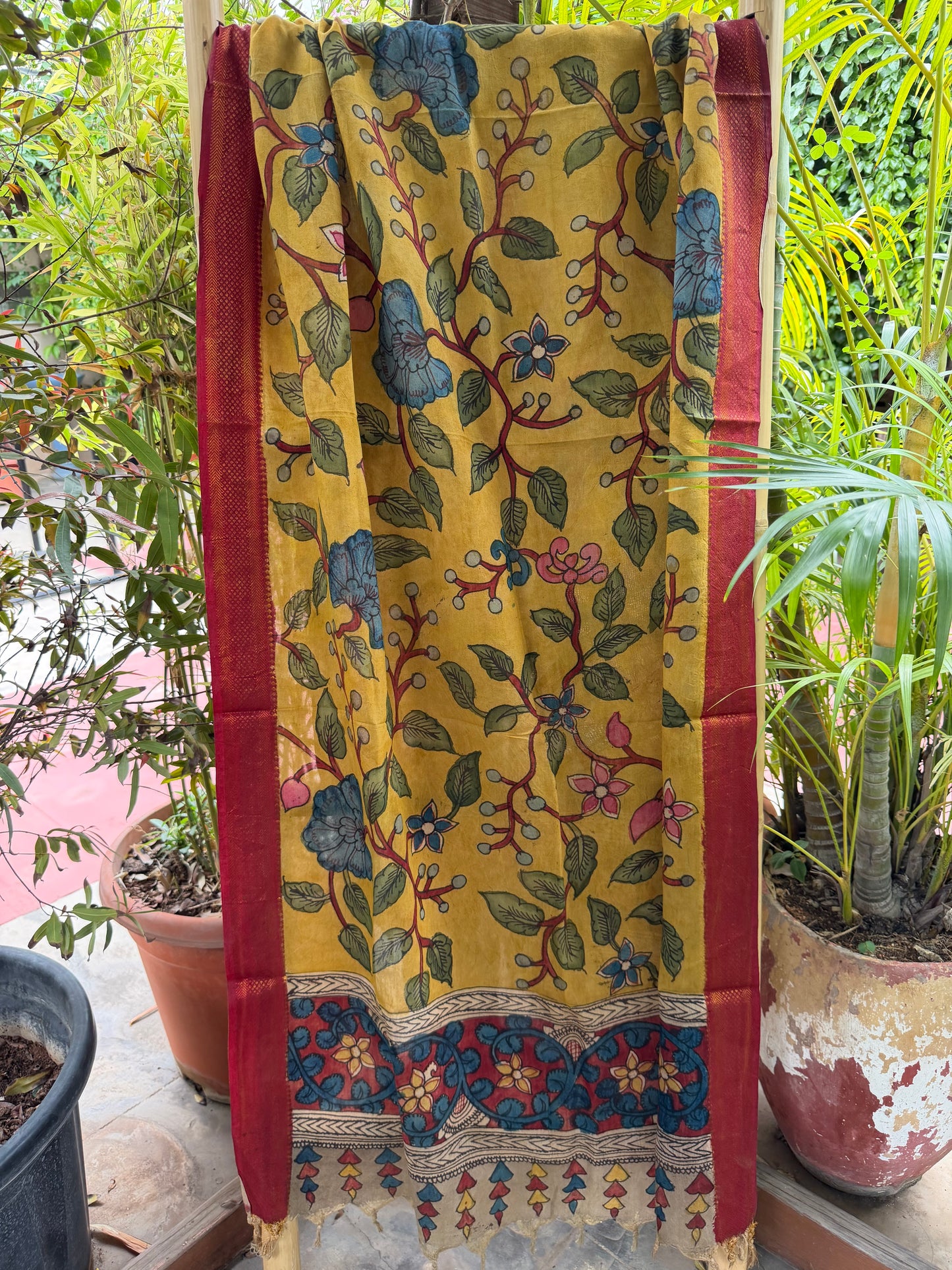 Bangalore silk penkalamkari dupatta