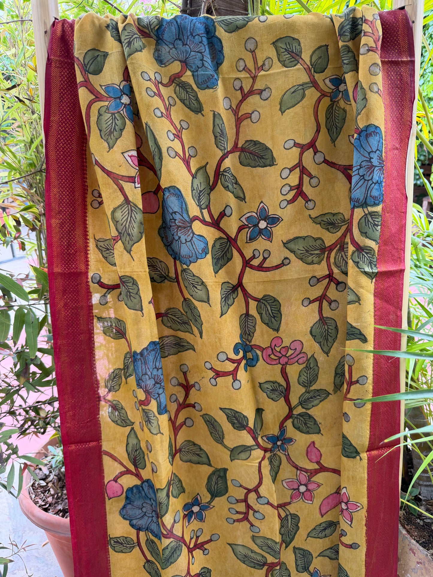 Bangalore silk penkalamkari dupatta