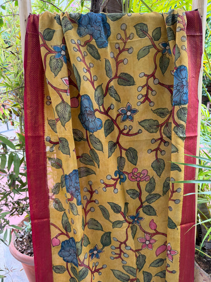 Bangalore silk penkalamkari dupatta