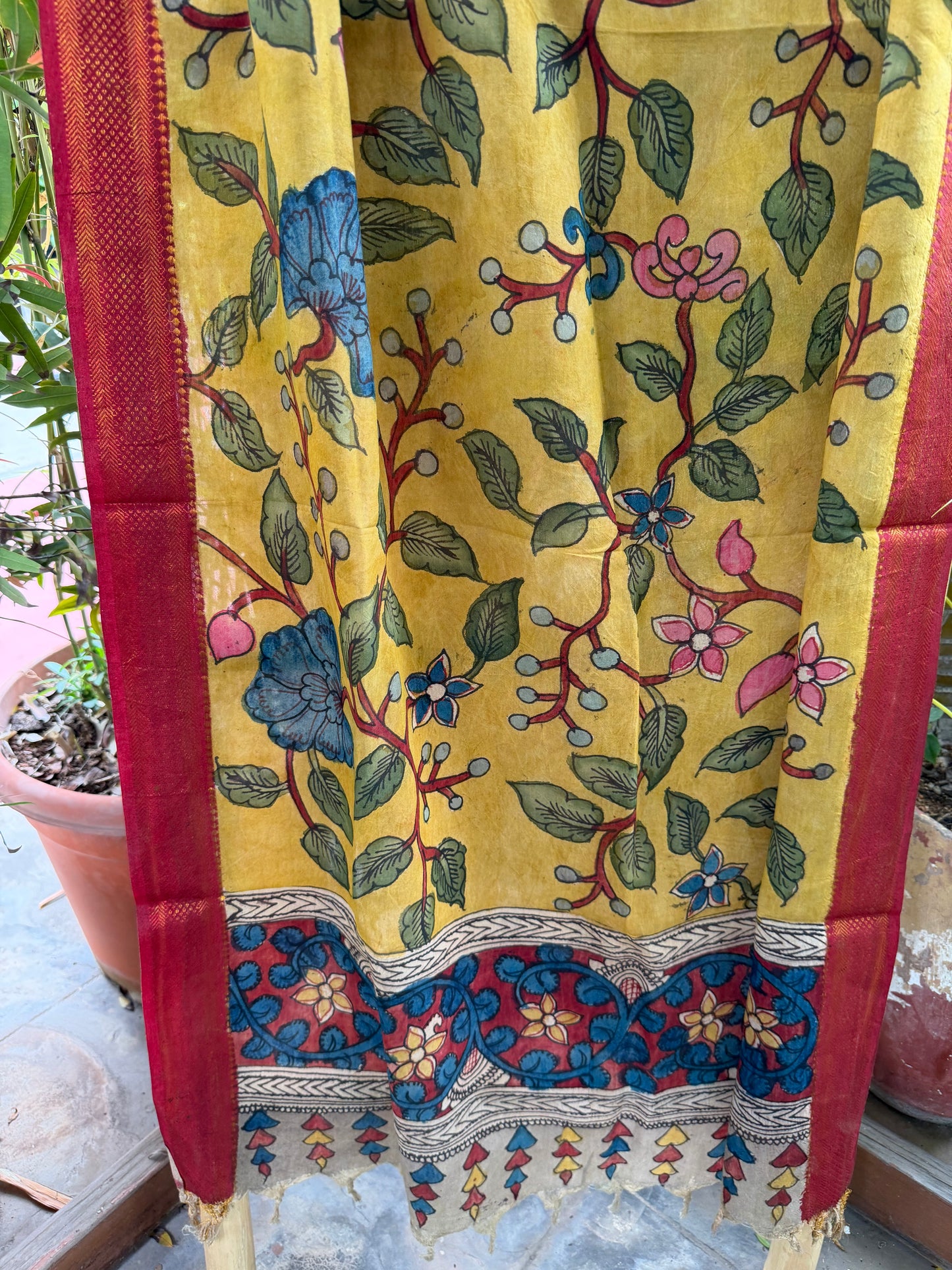 Bangalore silk penkalamkari dupatta