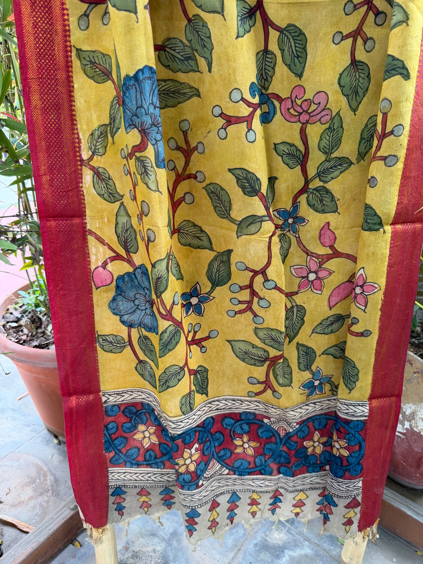 Bangalore silk penkalamkari dupatta