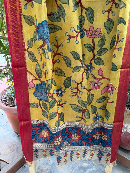Bangalore silk penkalamkari dupatta