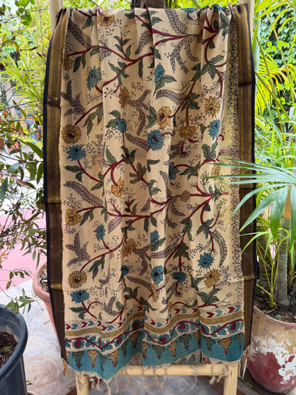 Bangalore silk penkalamkari dupatta