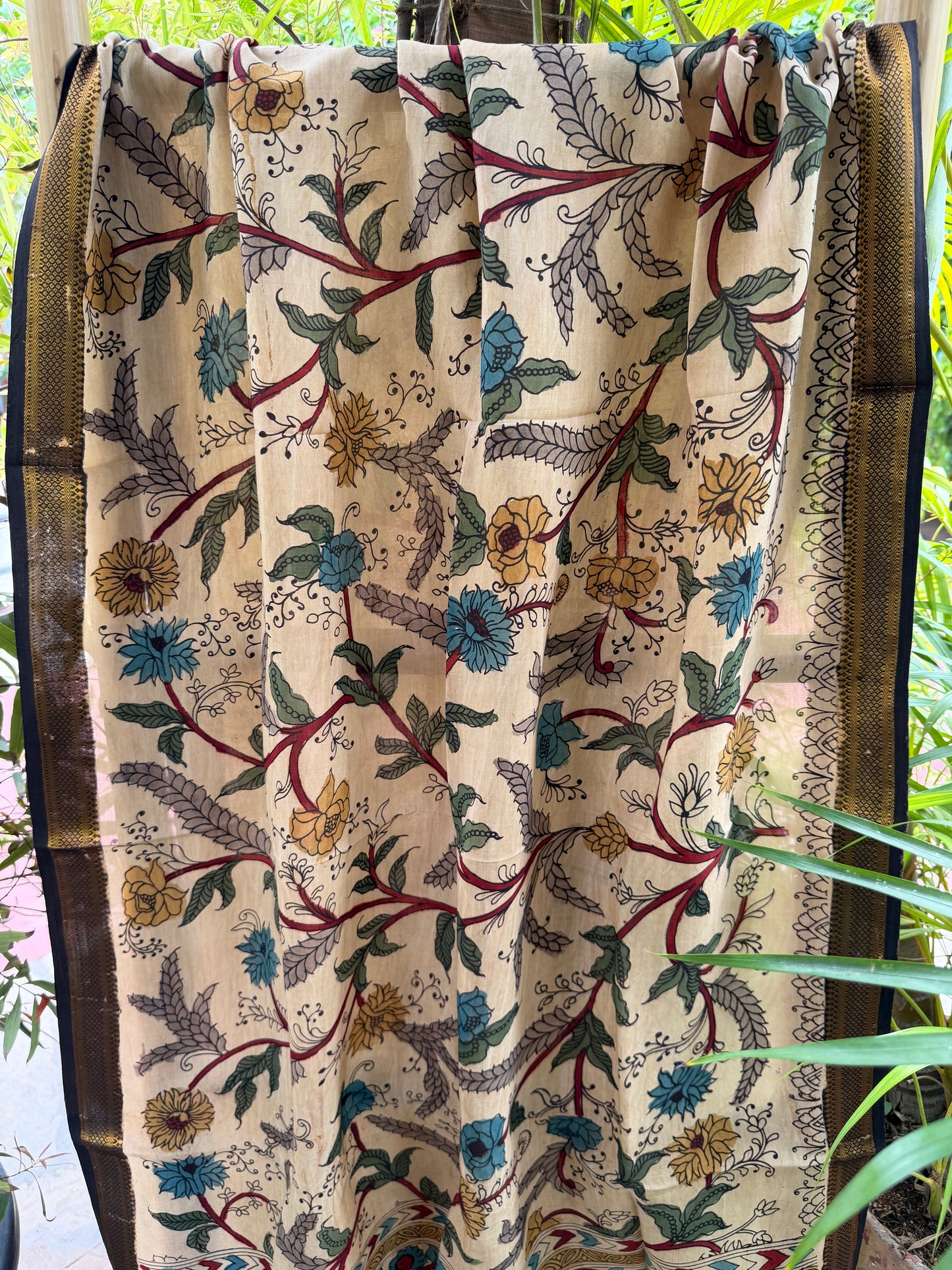 Bangalore silk penkalamkari dupatta