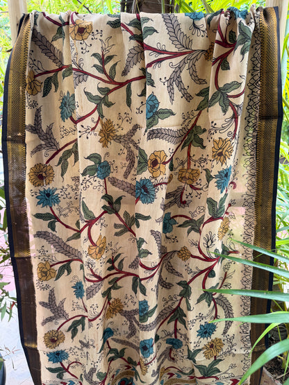 Bangalore silk penkalamkari dupatta