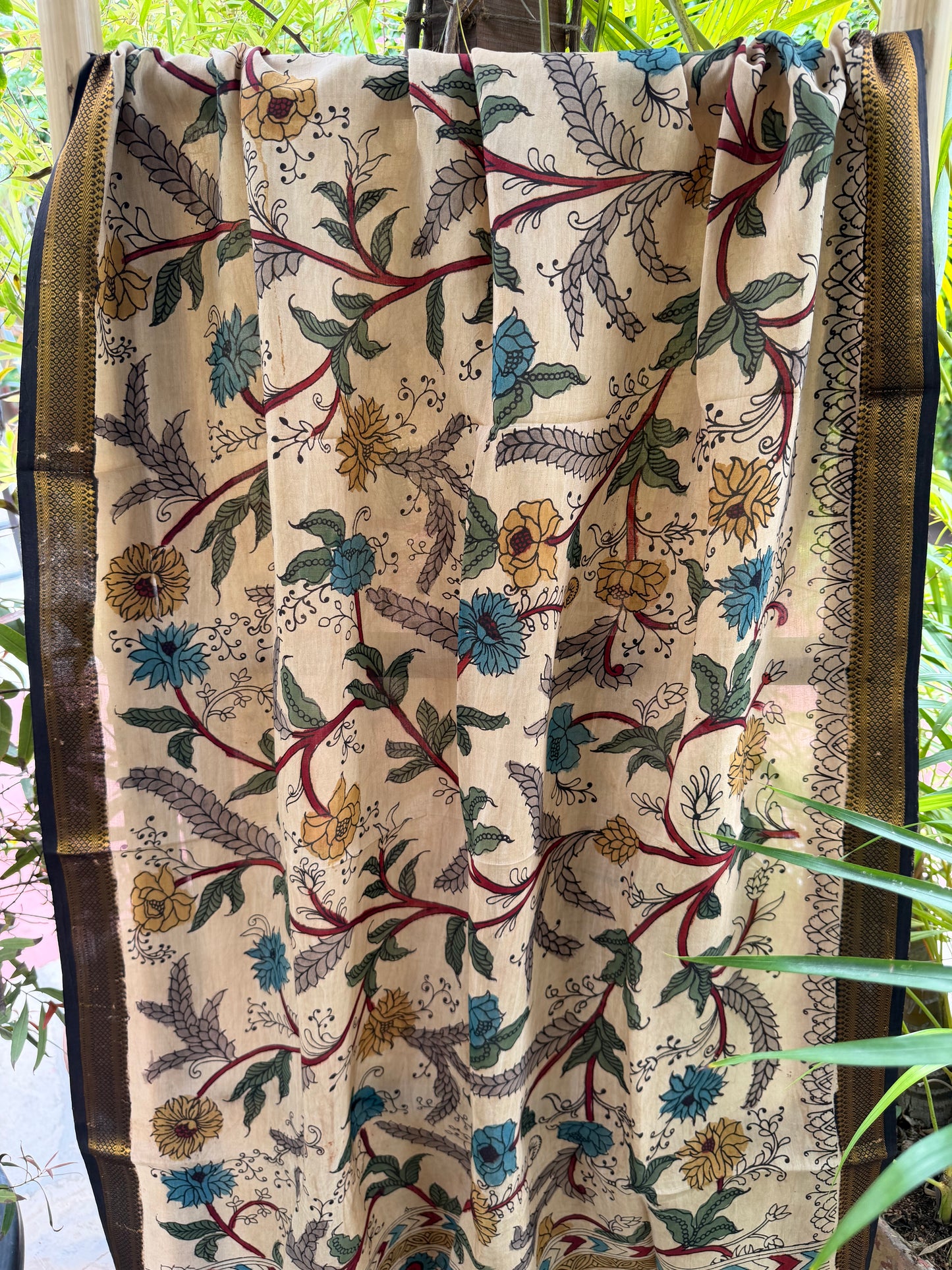 Bangalore silk penkalamkari dupatta