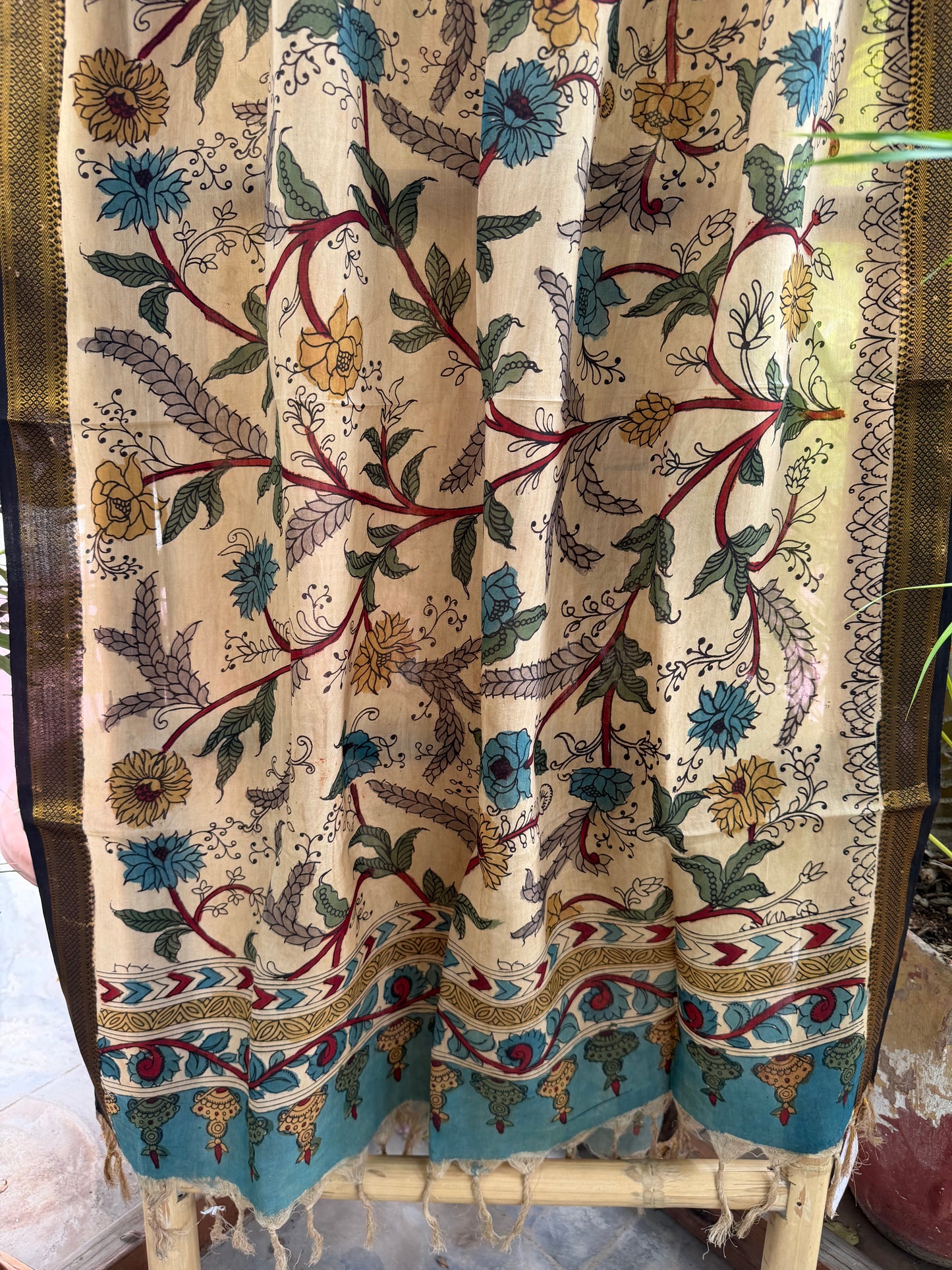 Bangalore silk penkalamkari dupatta