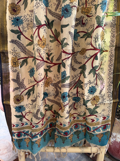 Bangalore silk penkalamkari dupatta
