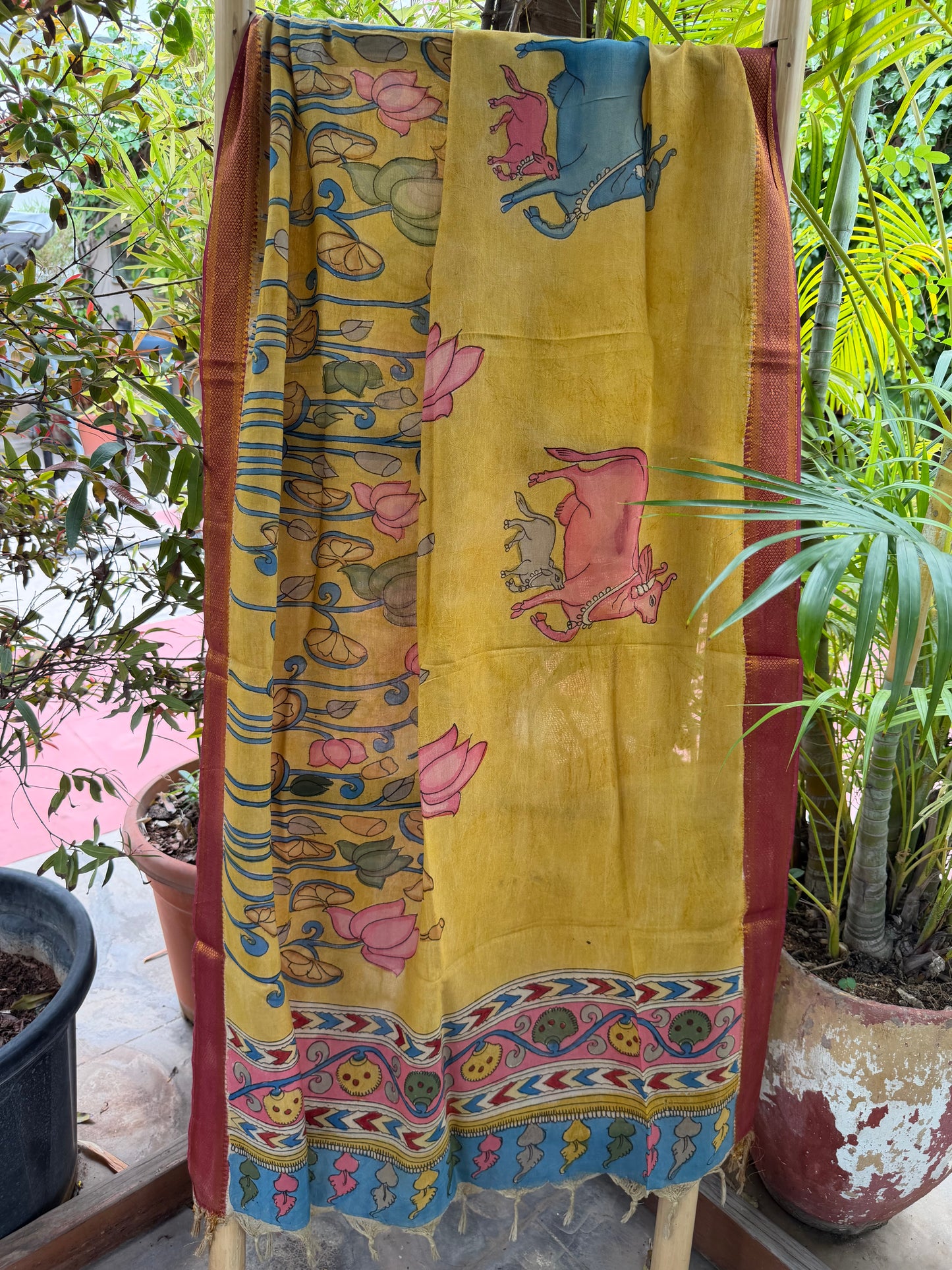 Bangalore silk penkalamkari dupatta