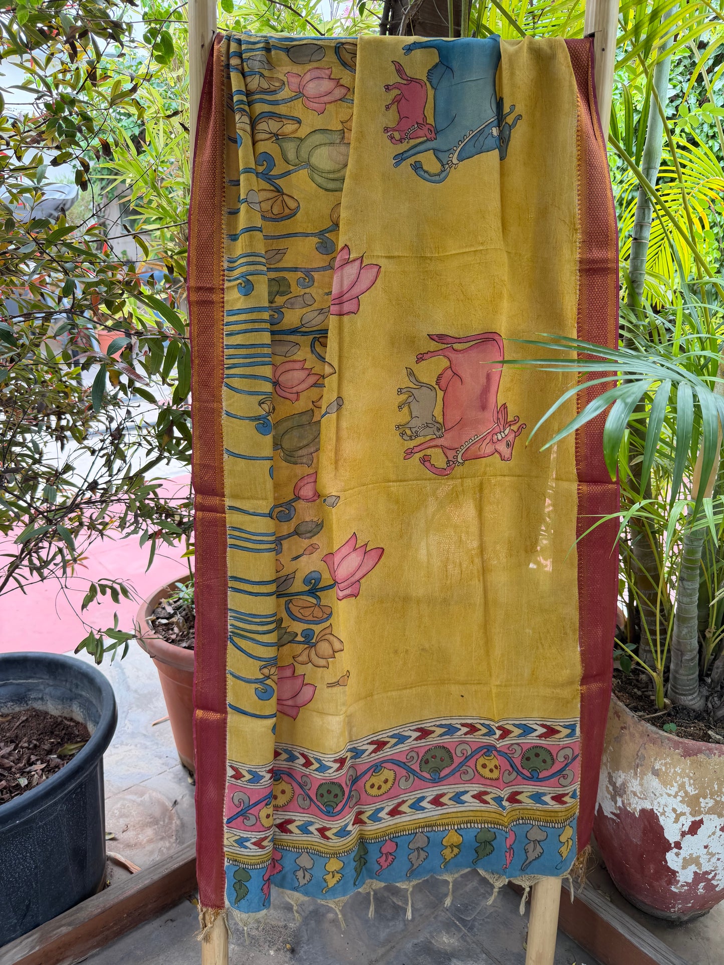 Bangalore silk penkalamkari dupatta