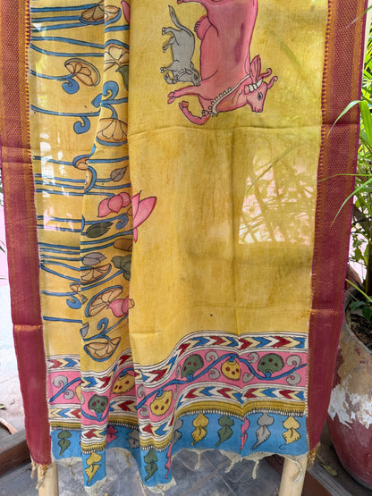 Bangalore silk penkalamkari dupatta