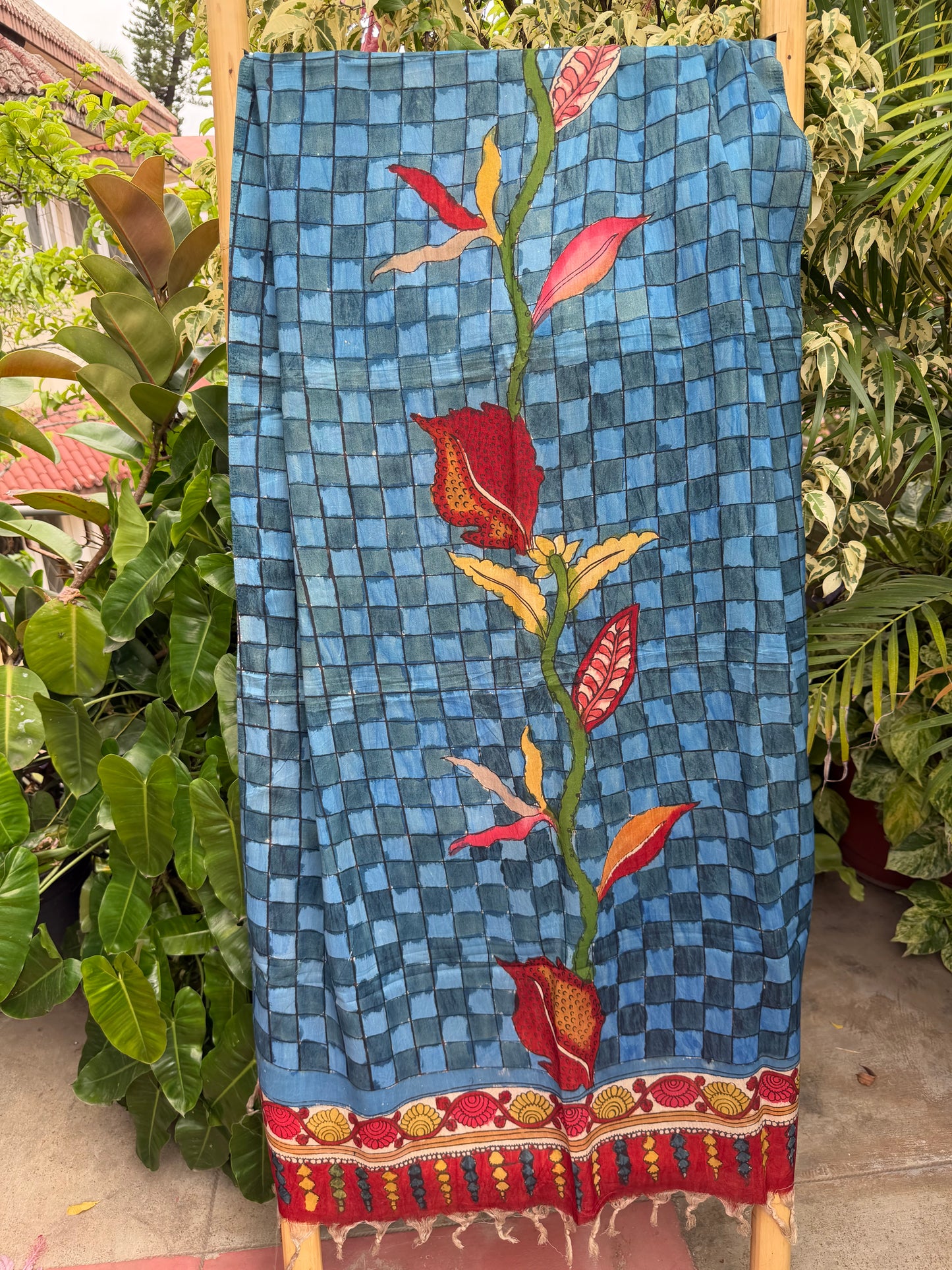 Bangalore silk penkalamkari dupatta