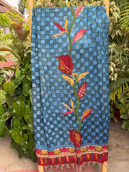 Bangalore silk penkalamkari dupatta
