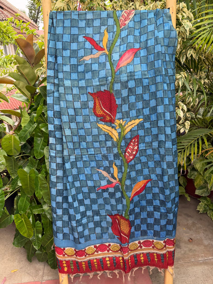 Bangalore silk penkalamkari dupatta