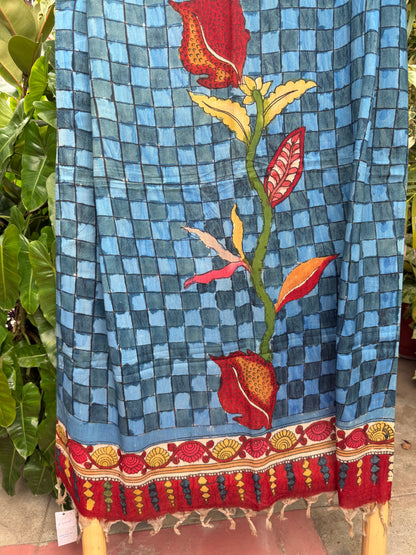 Bangalore silk penkalamkari dupatta