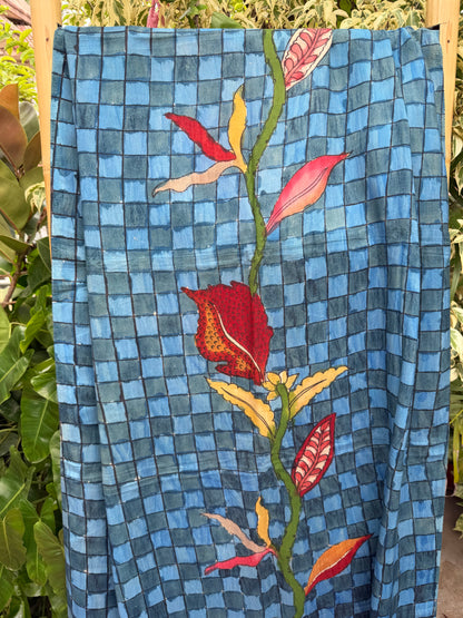 Bangalore silk penkalamkari dupatta