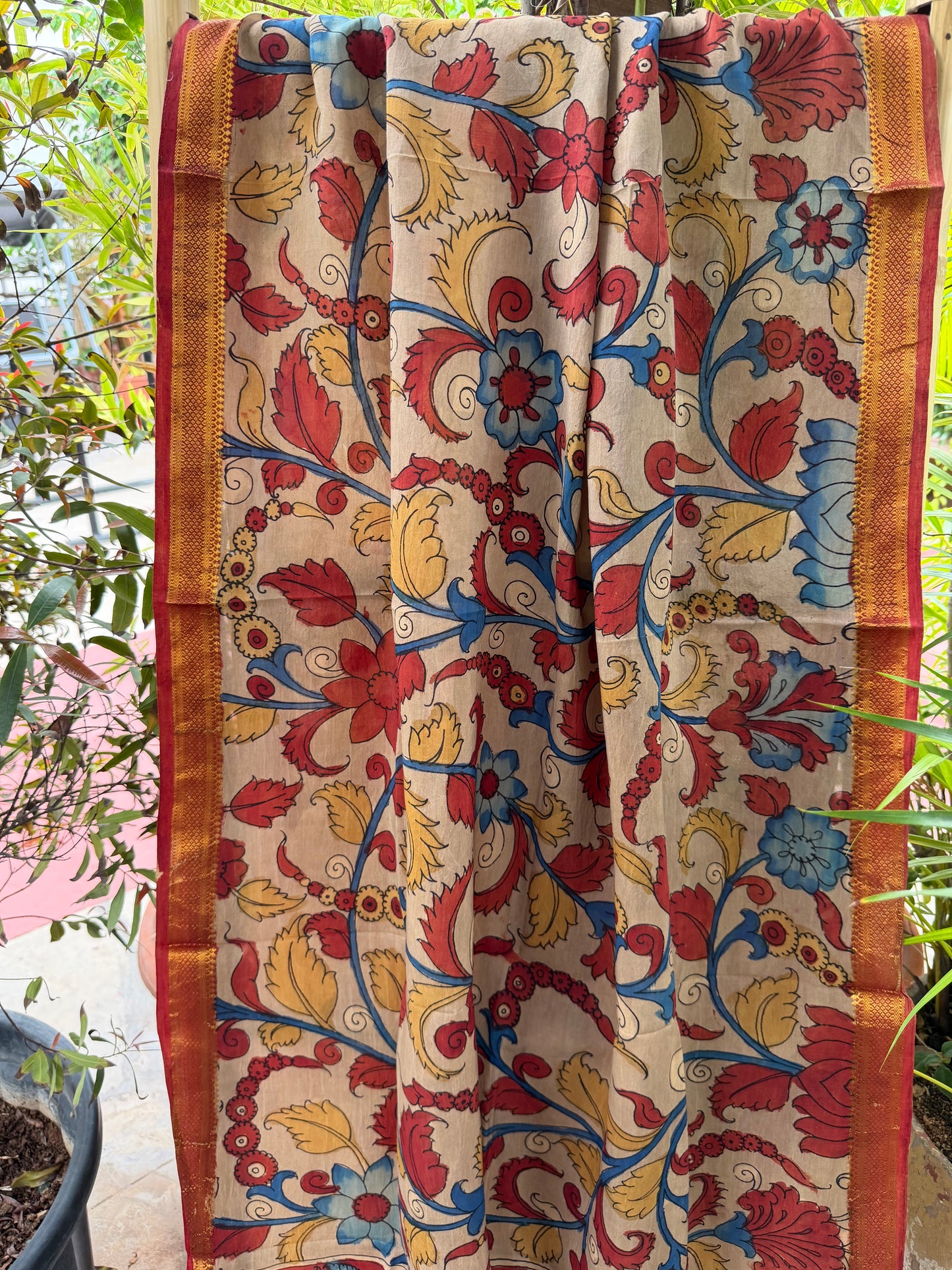 Bangalore silk penkalamkari dupatta