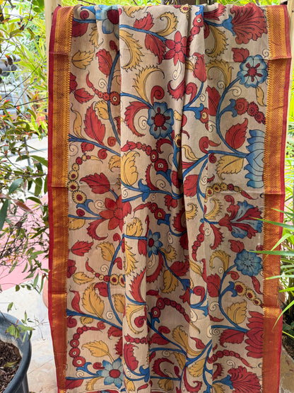 Bangalore silk penkalamkari dupatta