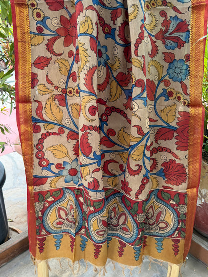 Bangalore silk penkalamkari dupatta