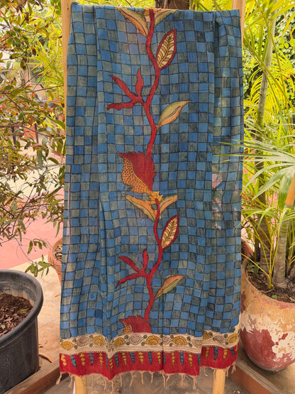 Bangalore silk penkalamkari dupatta