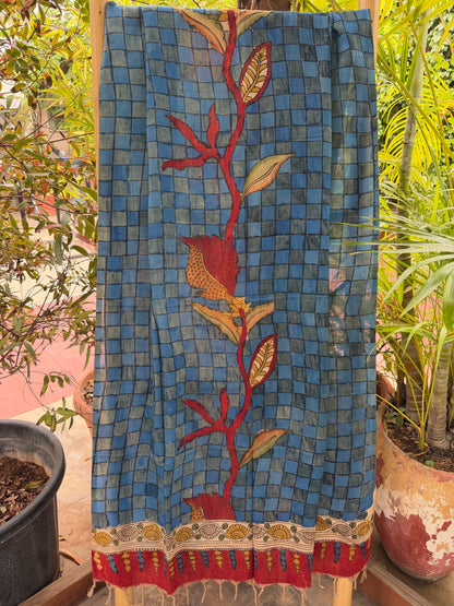 Bangalore silk penkalamkari dupatta