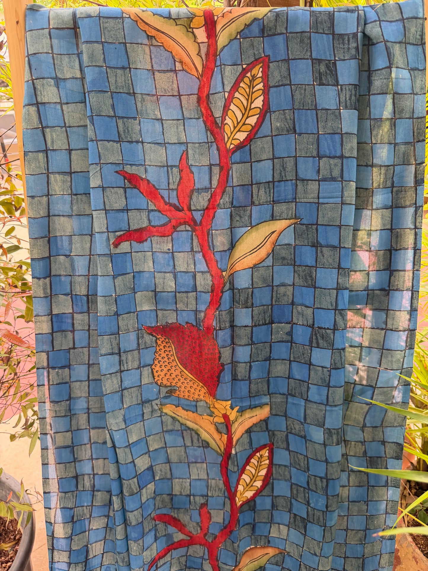 Bangalore silk penkalamkari dupatta