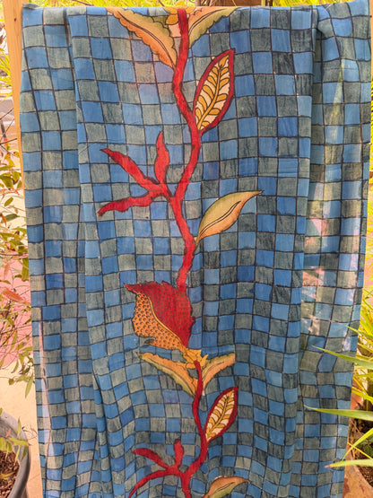 Bangalore silk penkalamkari dupatta