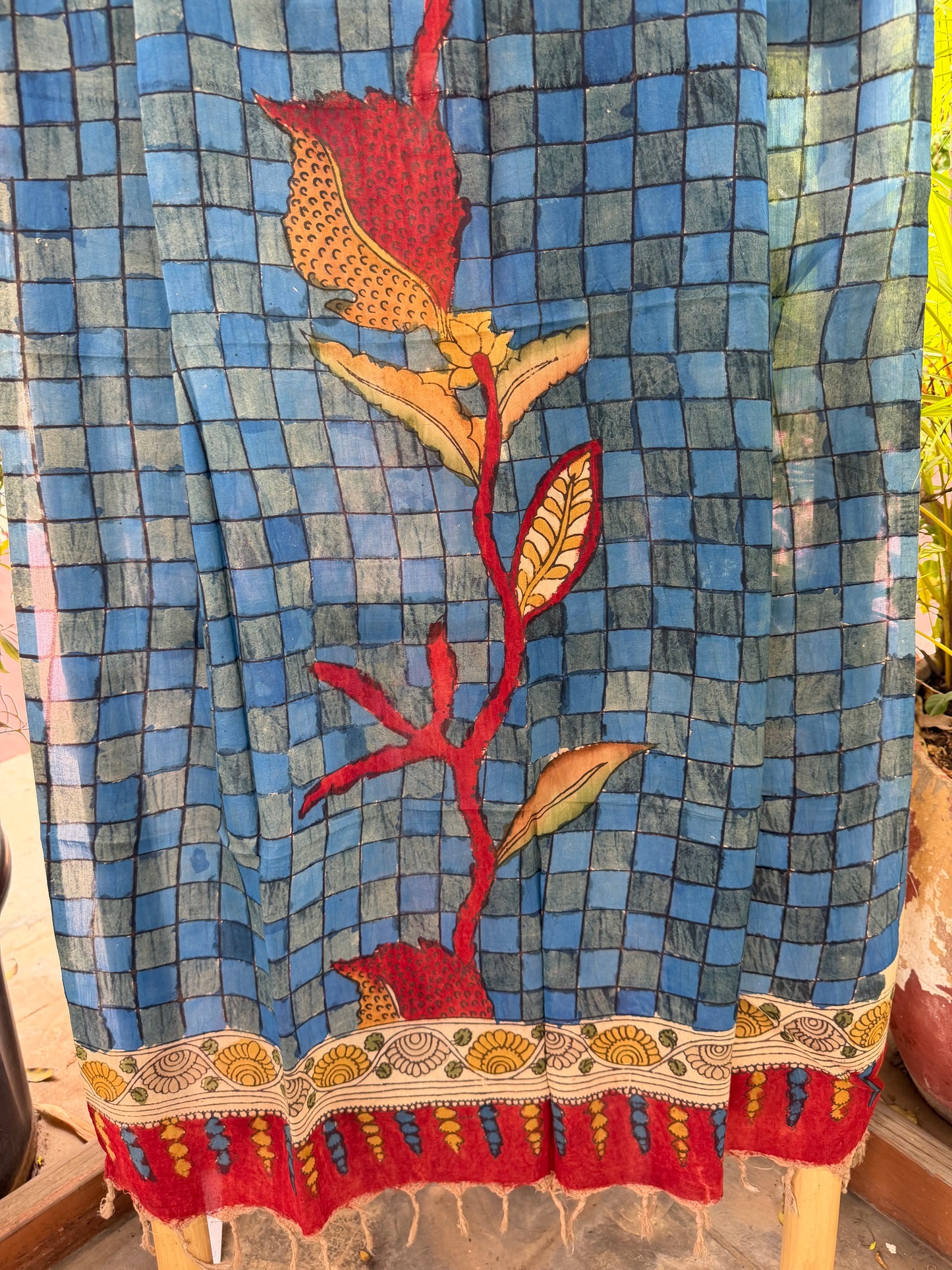 Bangalore silk penkalamkari dupatta