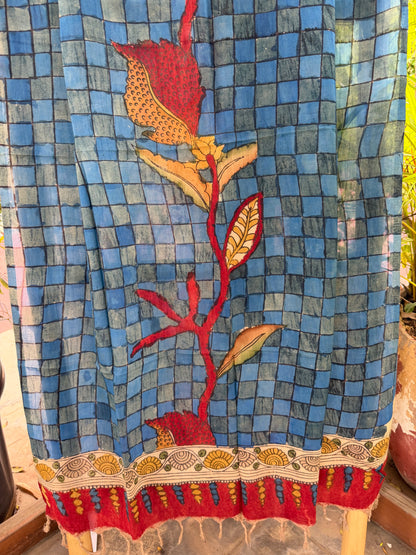 Bangalore silk penkalamkari dupatta