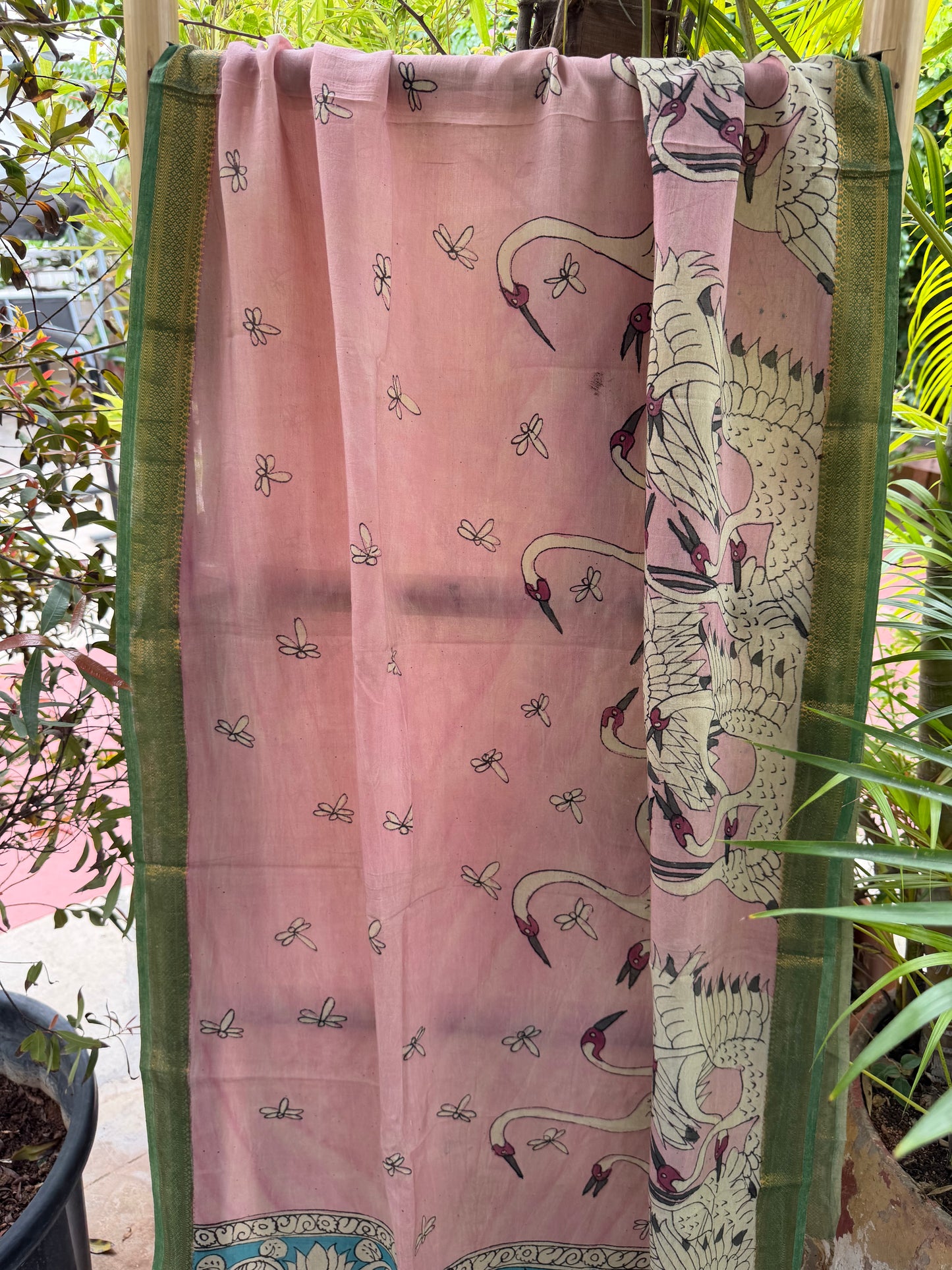 Bangalore silk penkalamkari dupatta