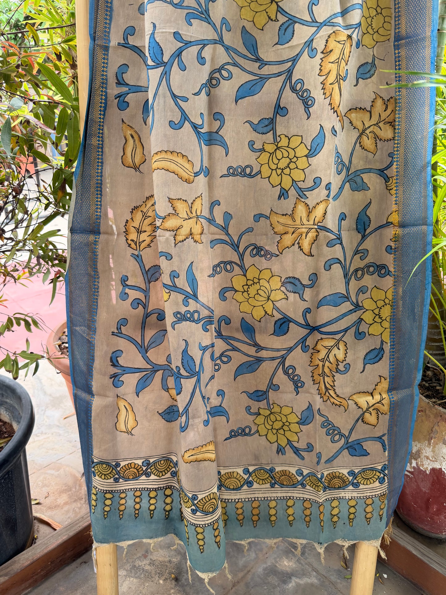 Bangalore silk penkalamkari dupatta