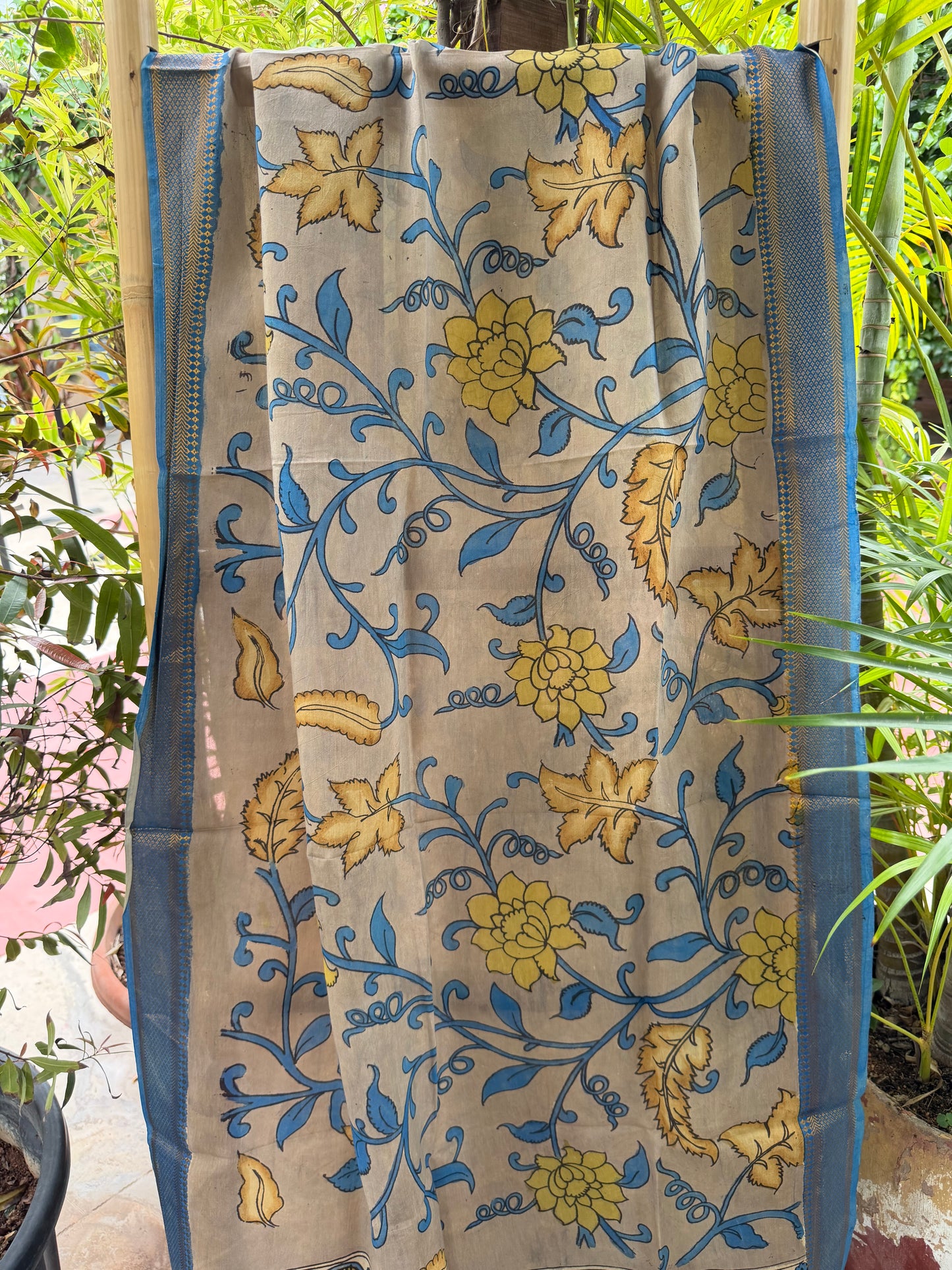 Bangalore silk penkalamkari dupatta