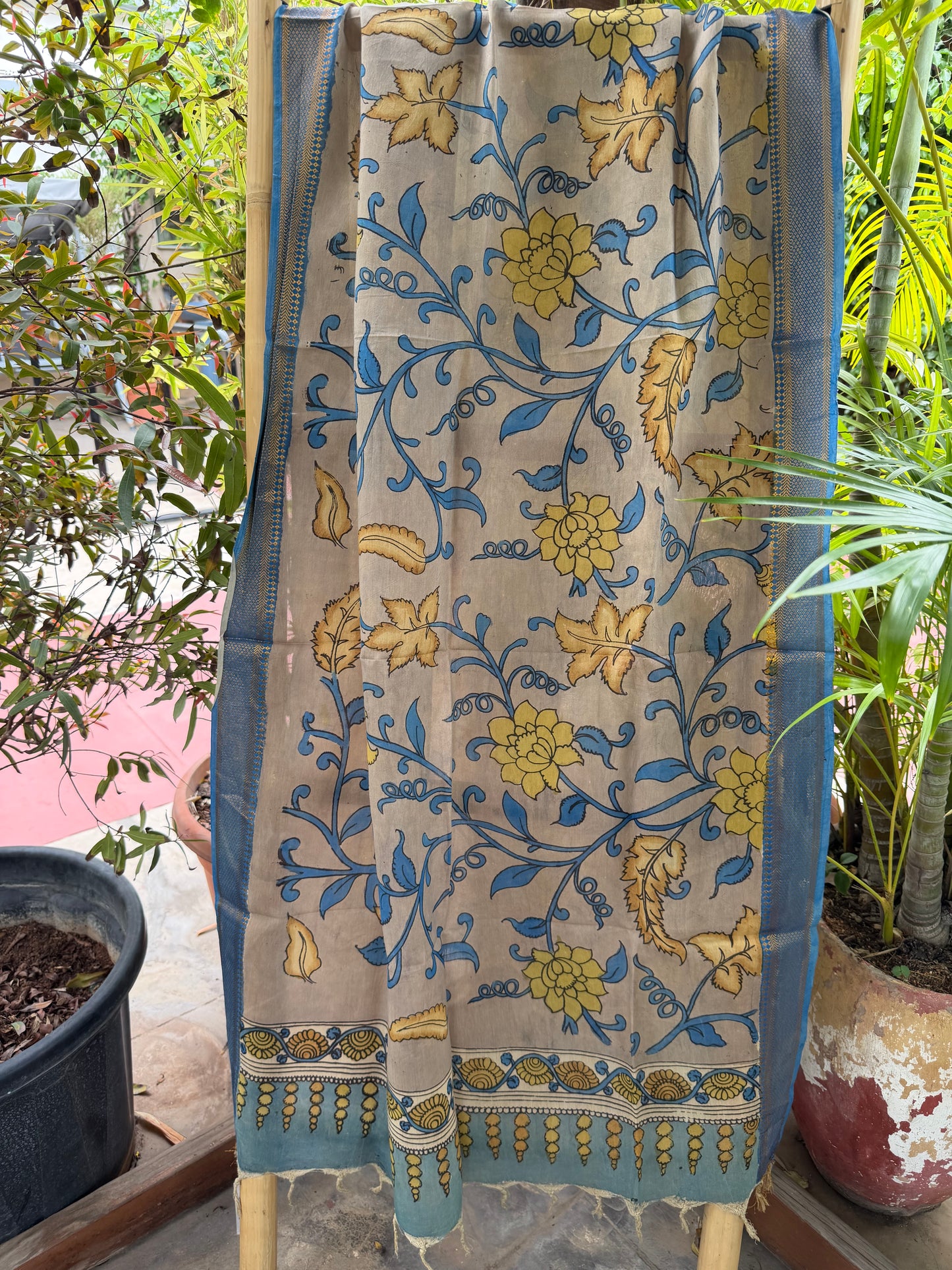 Bangalore silk penkalamkari dupatta