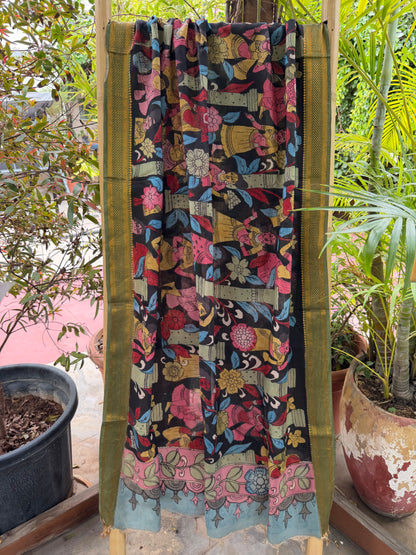 Bangalore silk penkalamkari dupatta