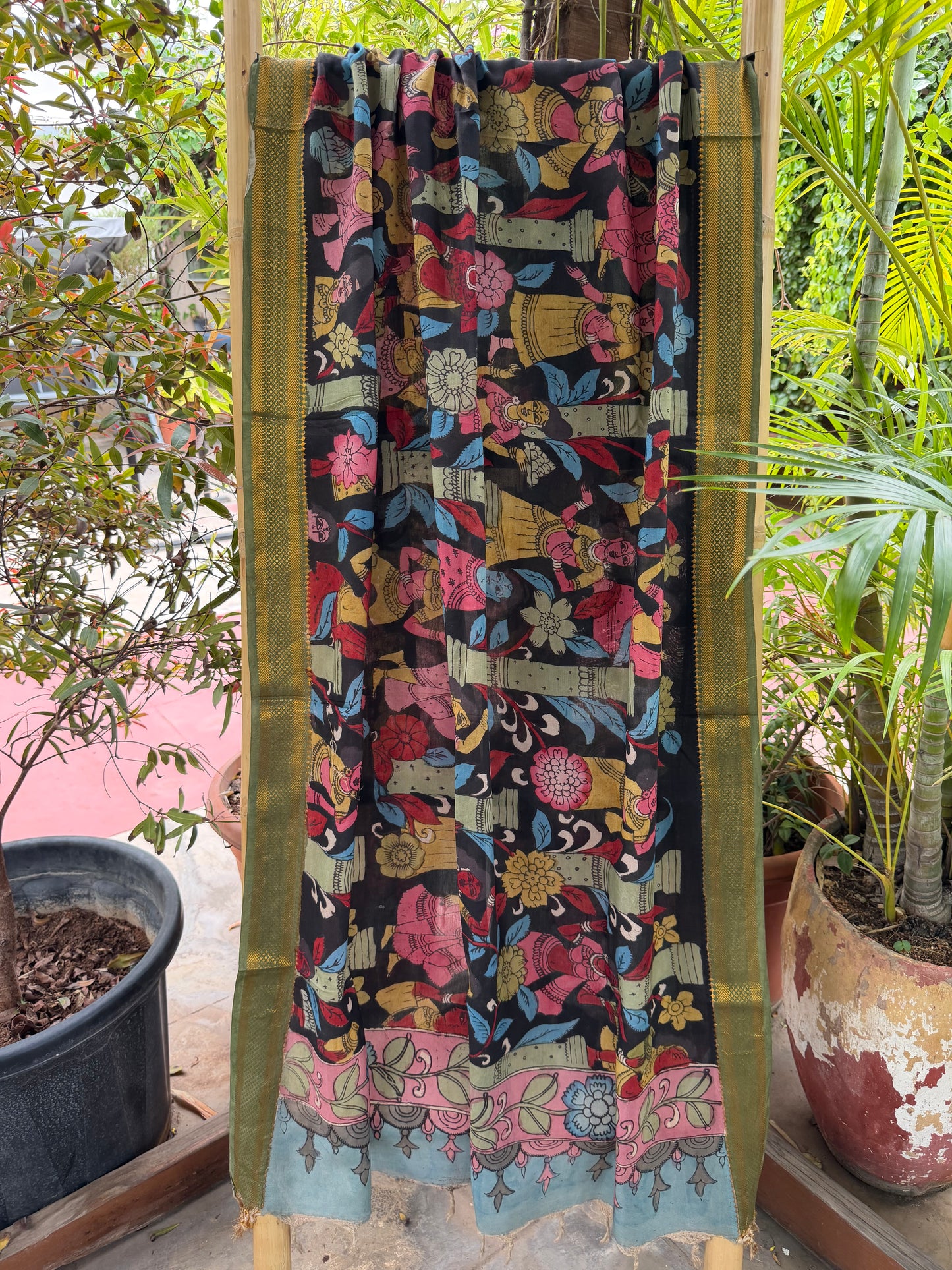 Bangalore silk penkalamkari dupatta