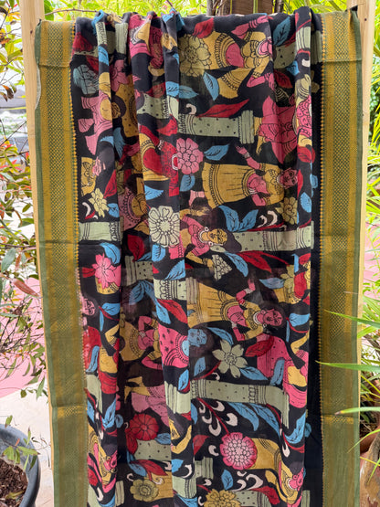 Bangalore silk penkalamkari dupatta