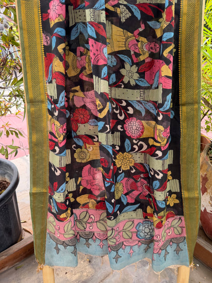 Bangalore silk penkalamkari dupatta