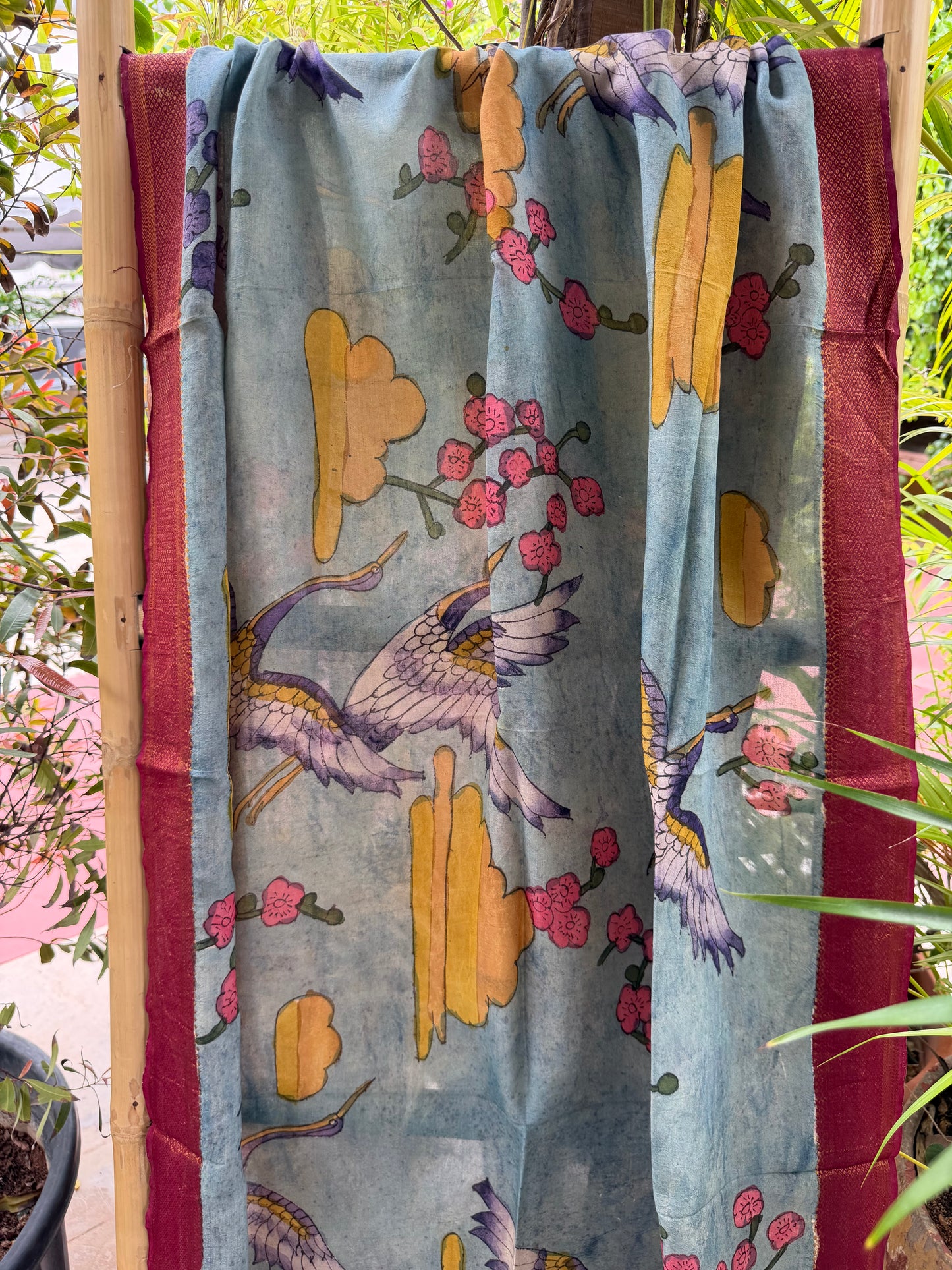 Bangalore silk penkalamkari dupatta