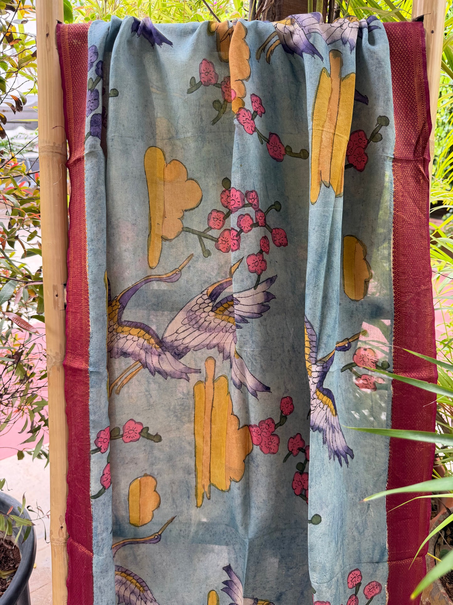 Bangalore silk penkalamkari dupatta