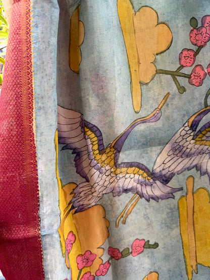 Bangalore silk penkalamkari dupatta