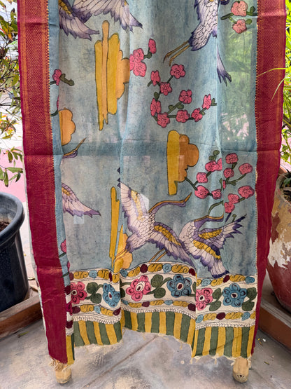 Bangalore silk penkalamkari dupatta